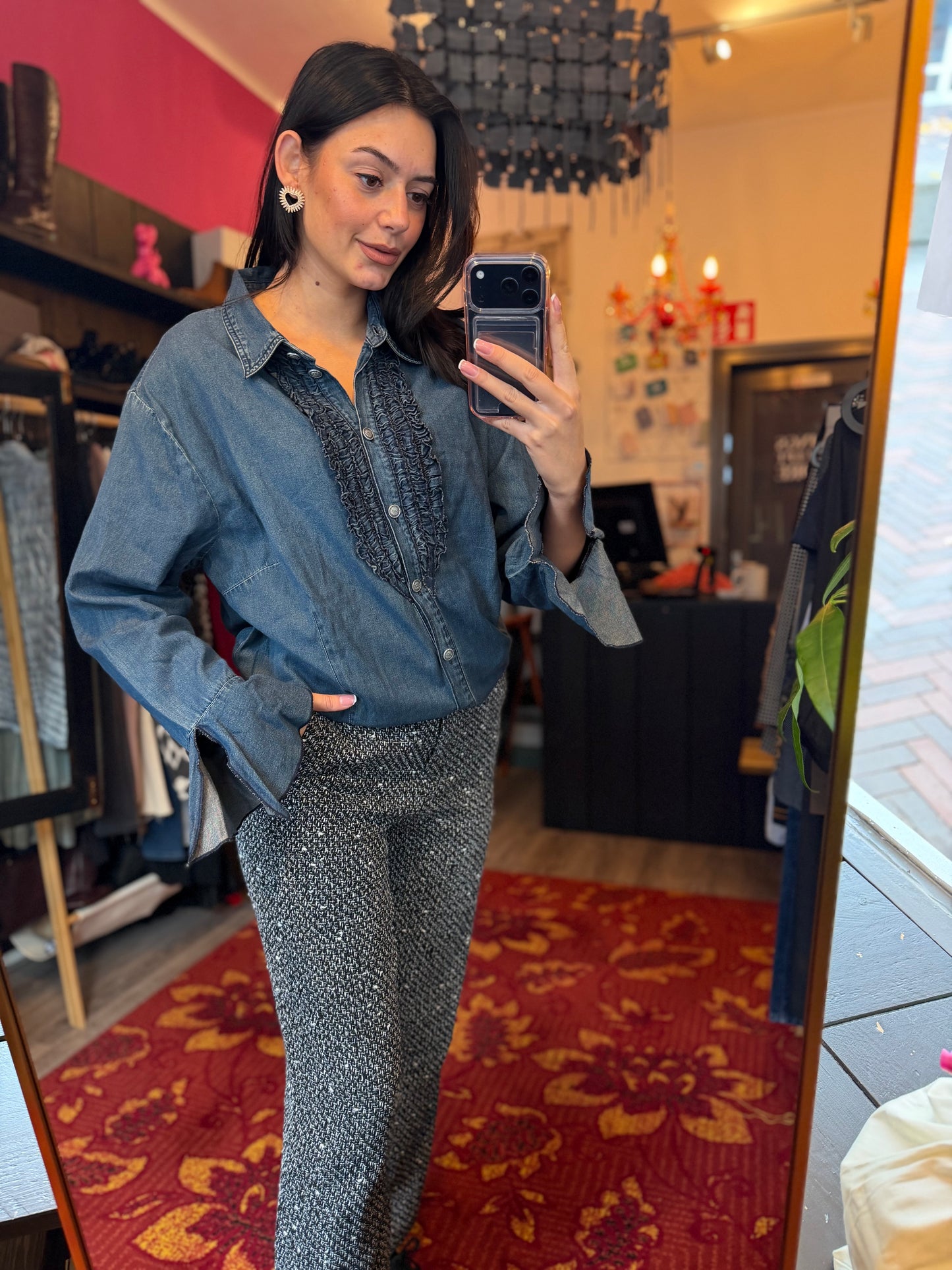 494-8 Spijkerblouse oversized maat L