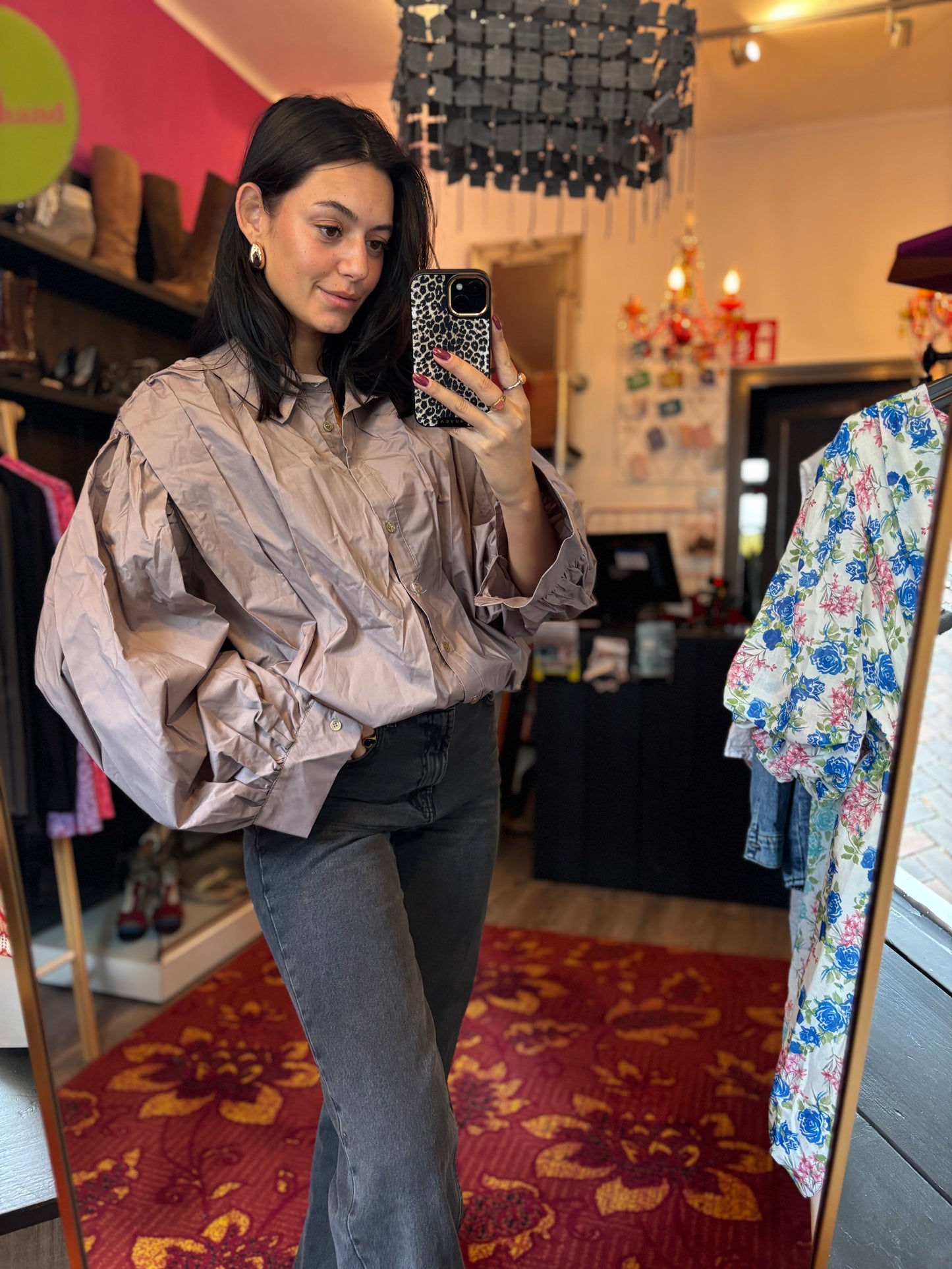 459 Cropped blouse grey maat 46 t/m 50