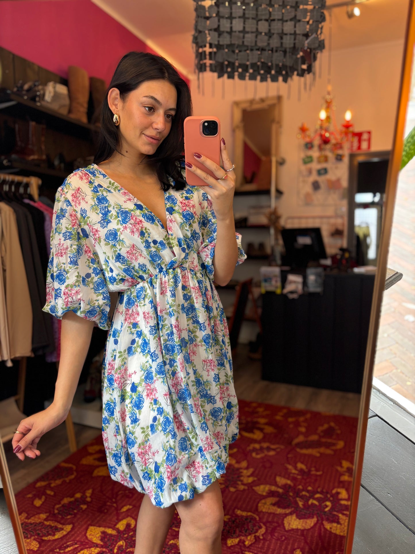 459-30 Floral dress dark blue size XL to 4XL