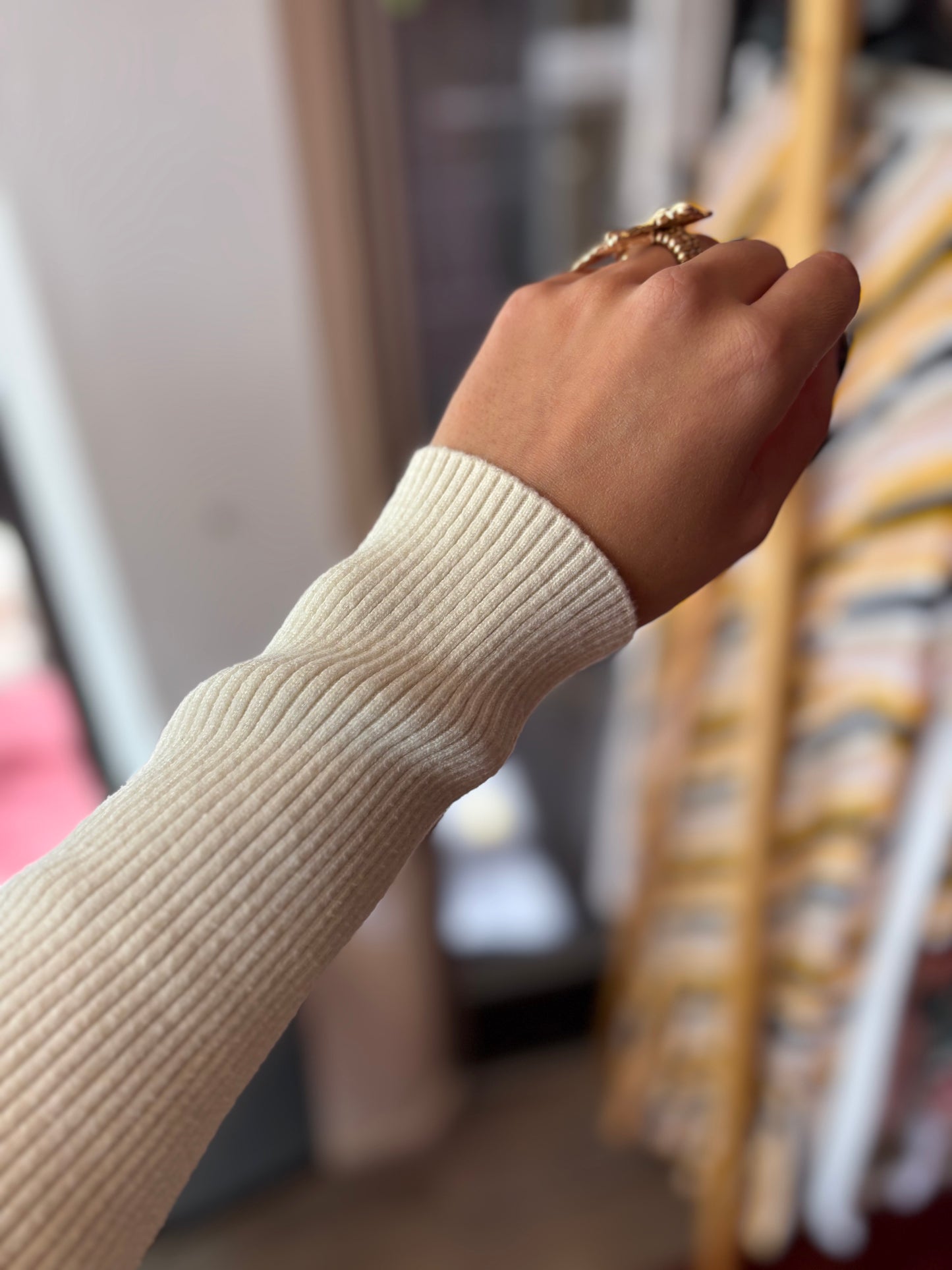 407-33 Dilvin knit jurk creme maat S/M