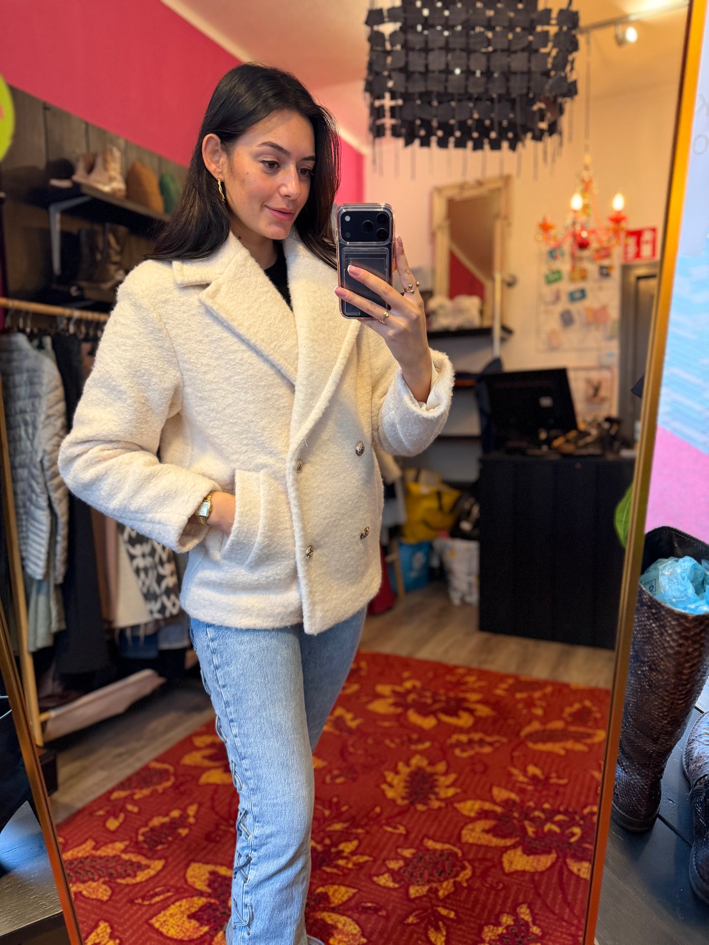 284-156 Zara creme jas maat XS