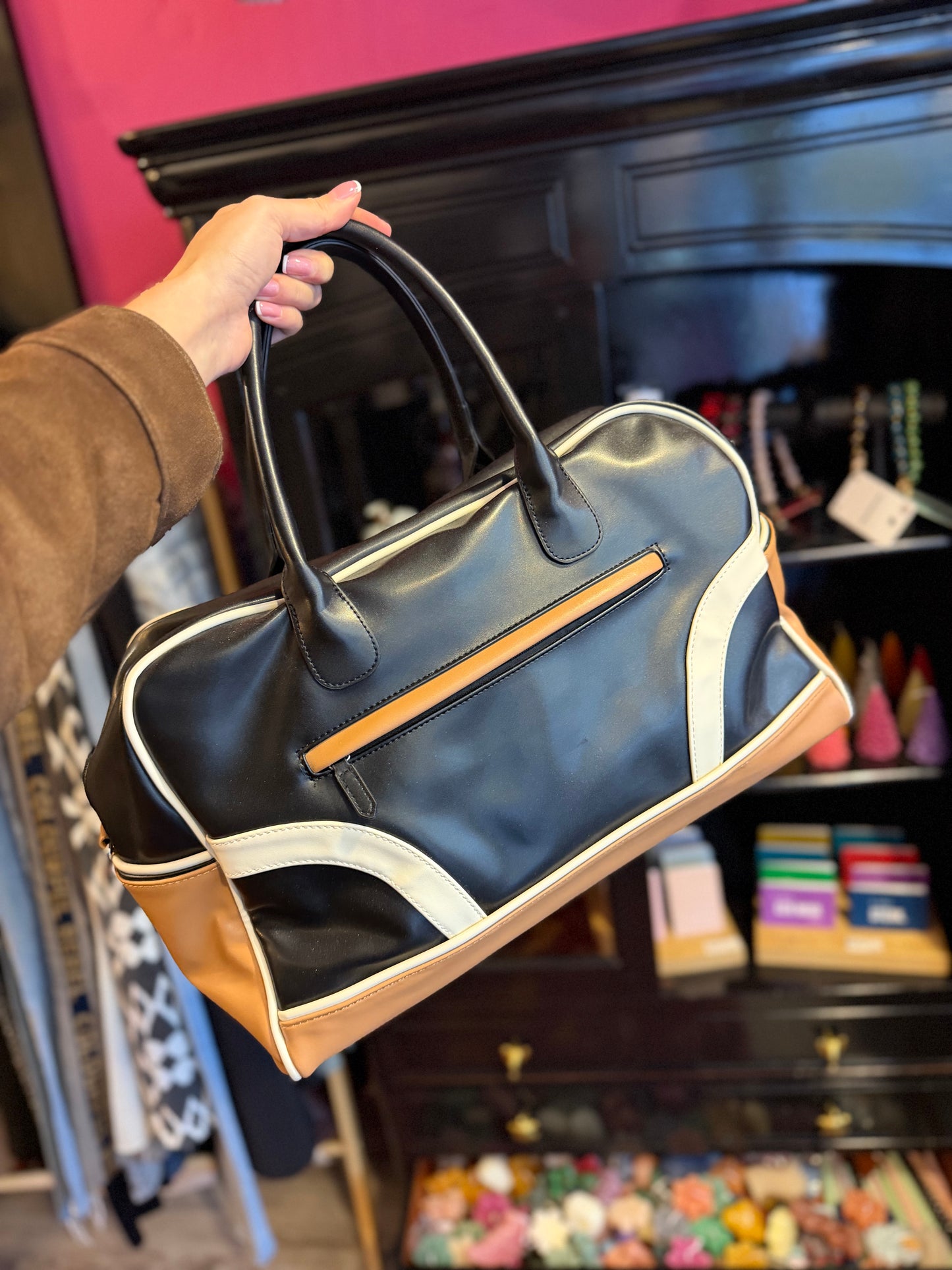 400-153 Weekend tas bruin zwart