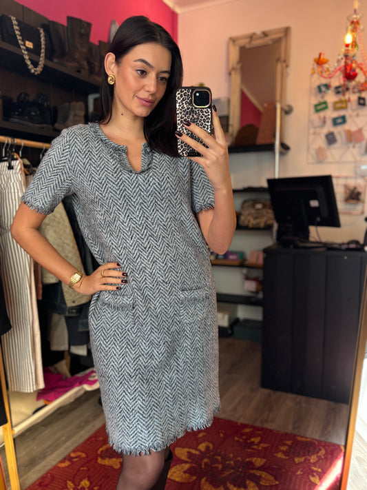 427-12 Marc Cain soft blue knitted dress N3