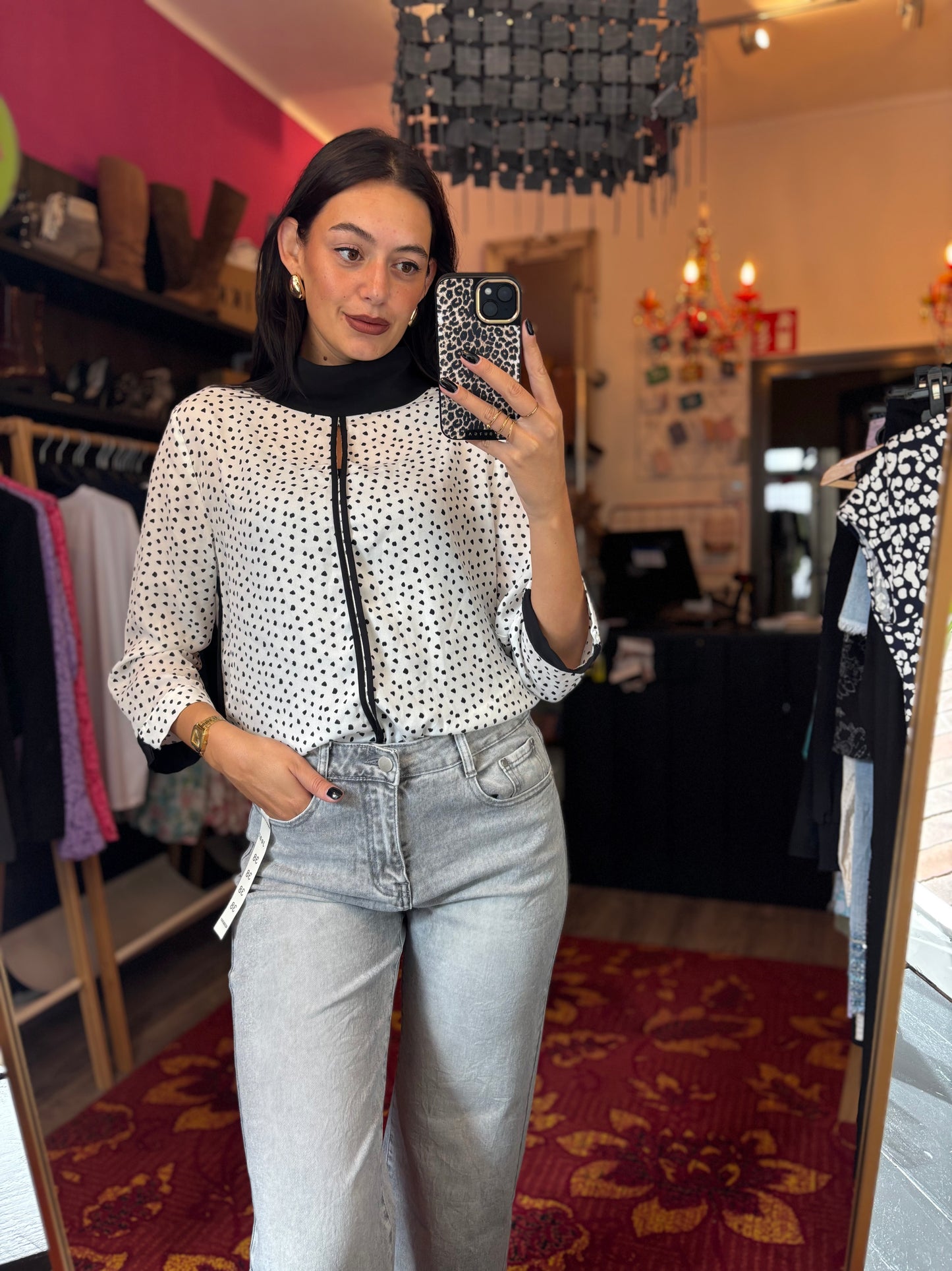 31-111 Stippen blouse maat M/L