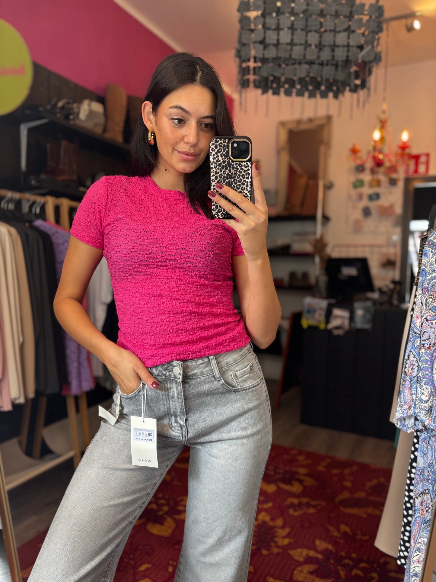 400-128 Cotton club top pink size S