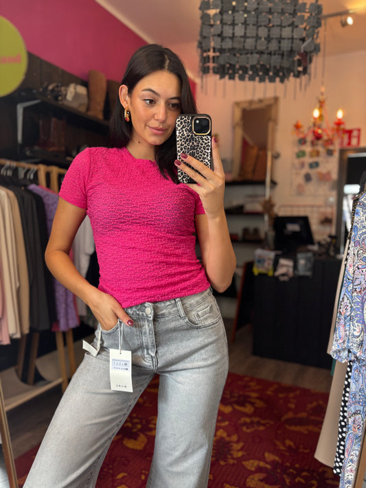 400-128 Cotton club top roze maat S