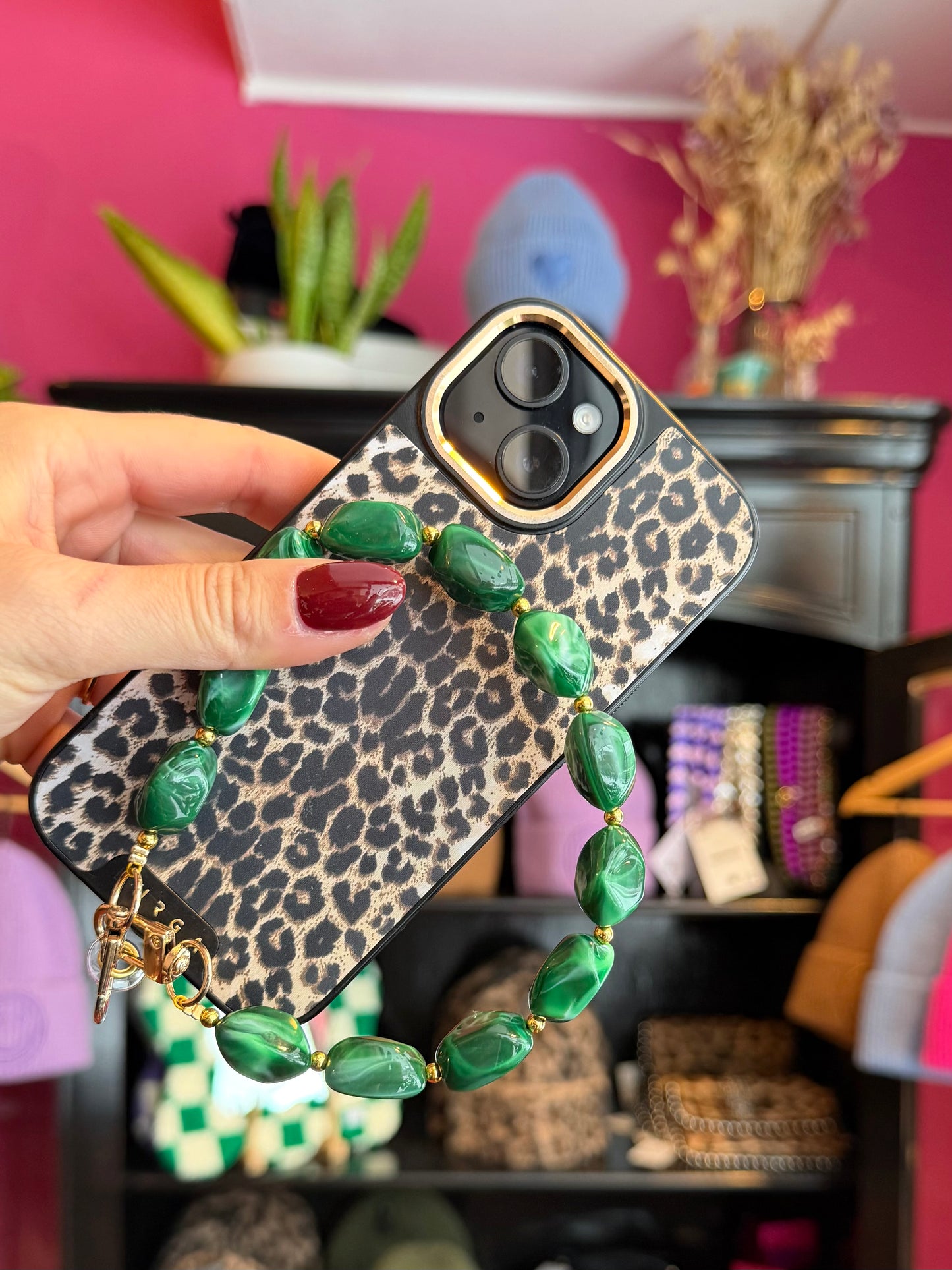 telefoonkoord groen steen