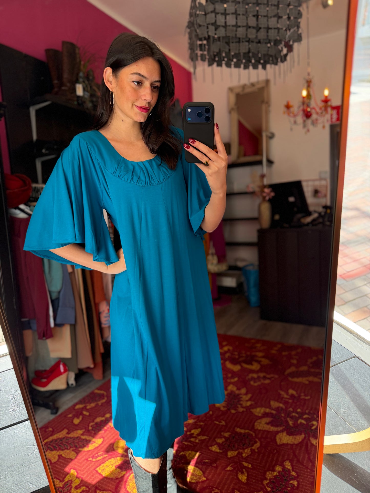 506-3 Heart jurk blauw maat M/L