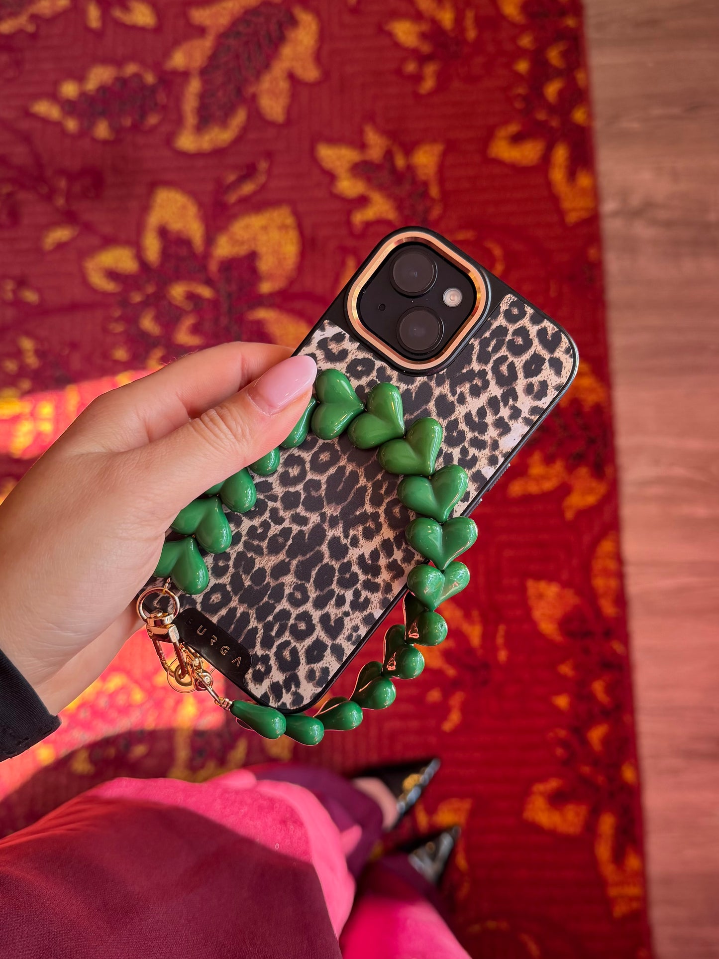 telefoonkoord hartjes groen