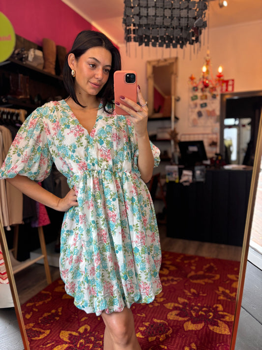 459-32 Bloemen jurkje maat XL t/m 4XL