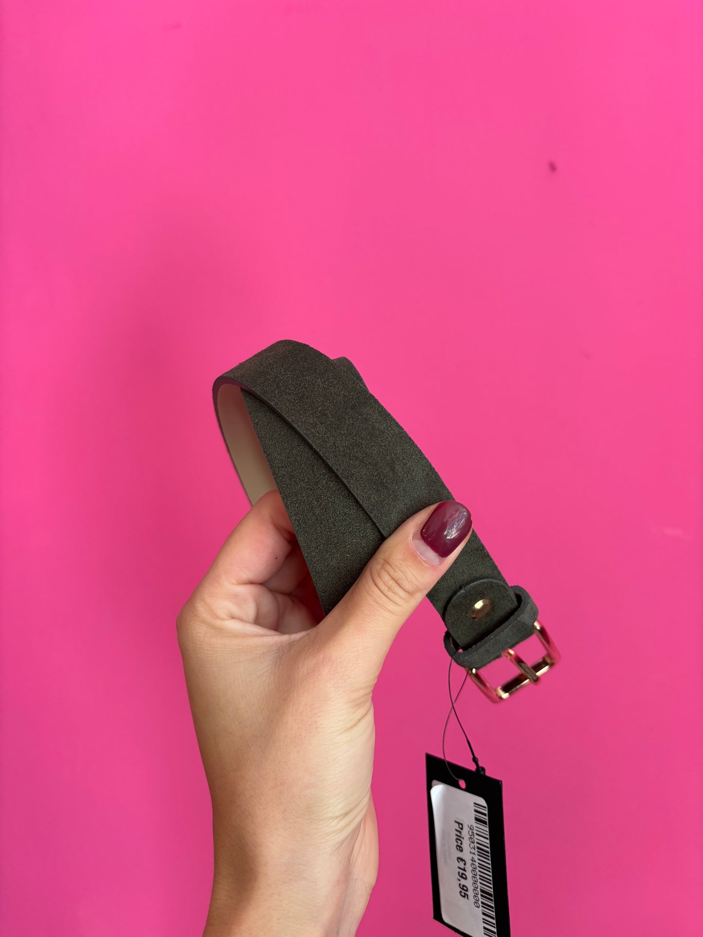 Joss riem groen real leather 100cm