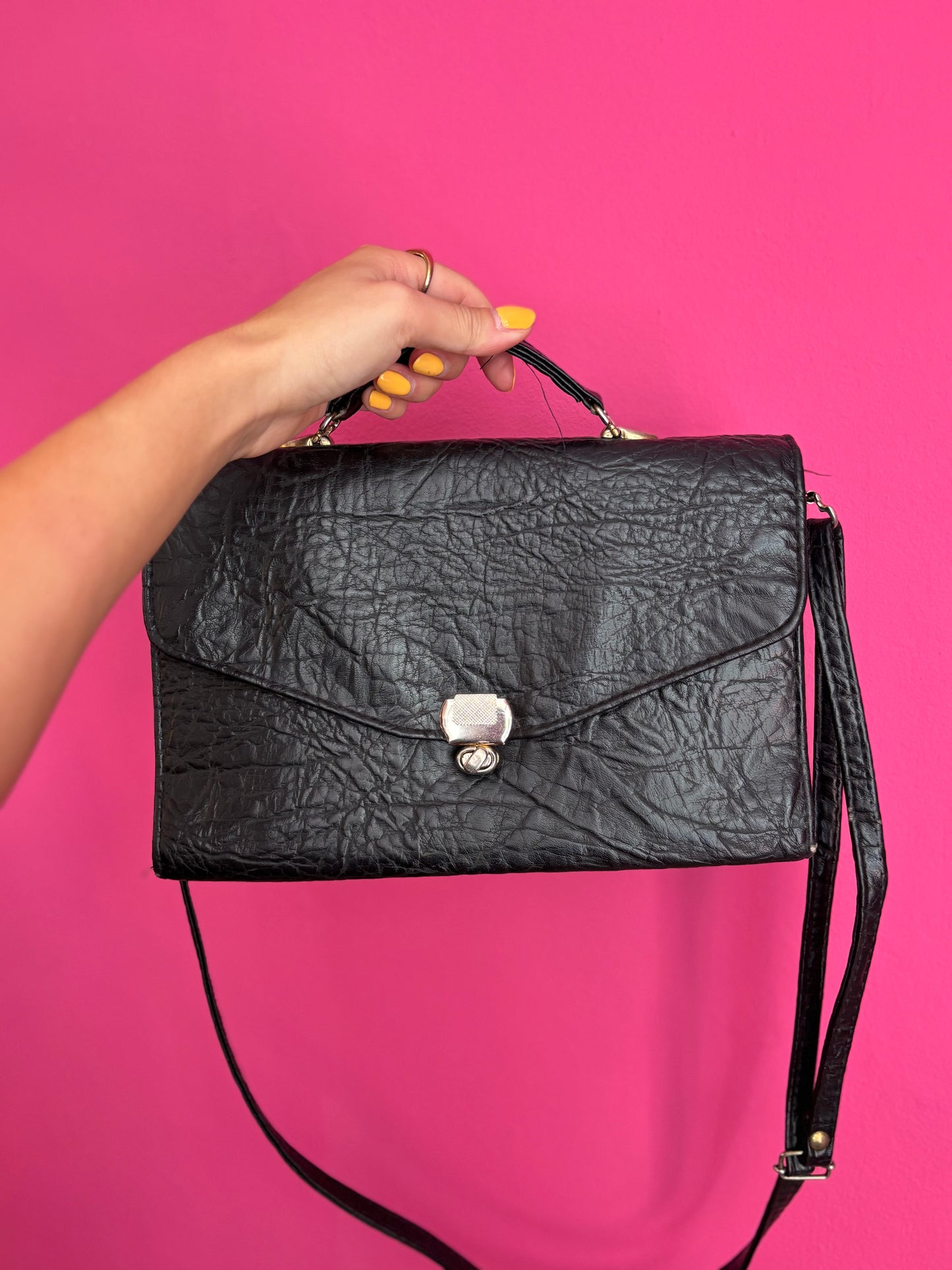 436-8 Leren zwarte tas