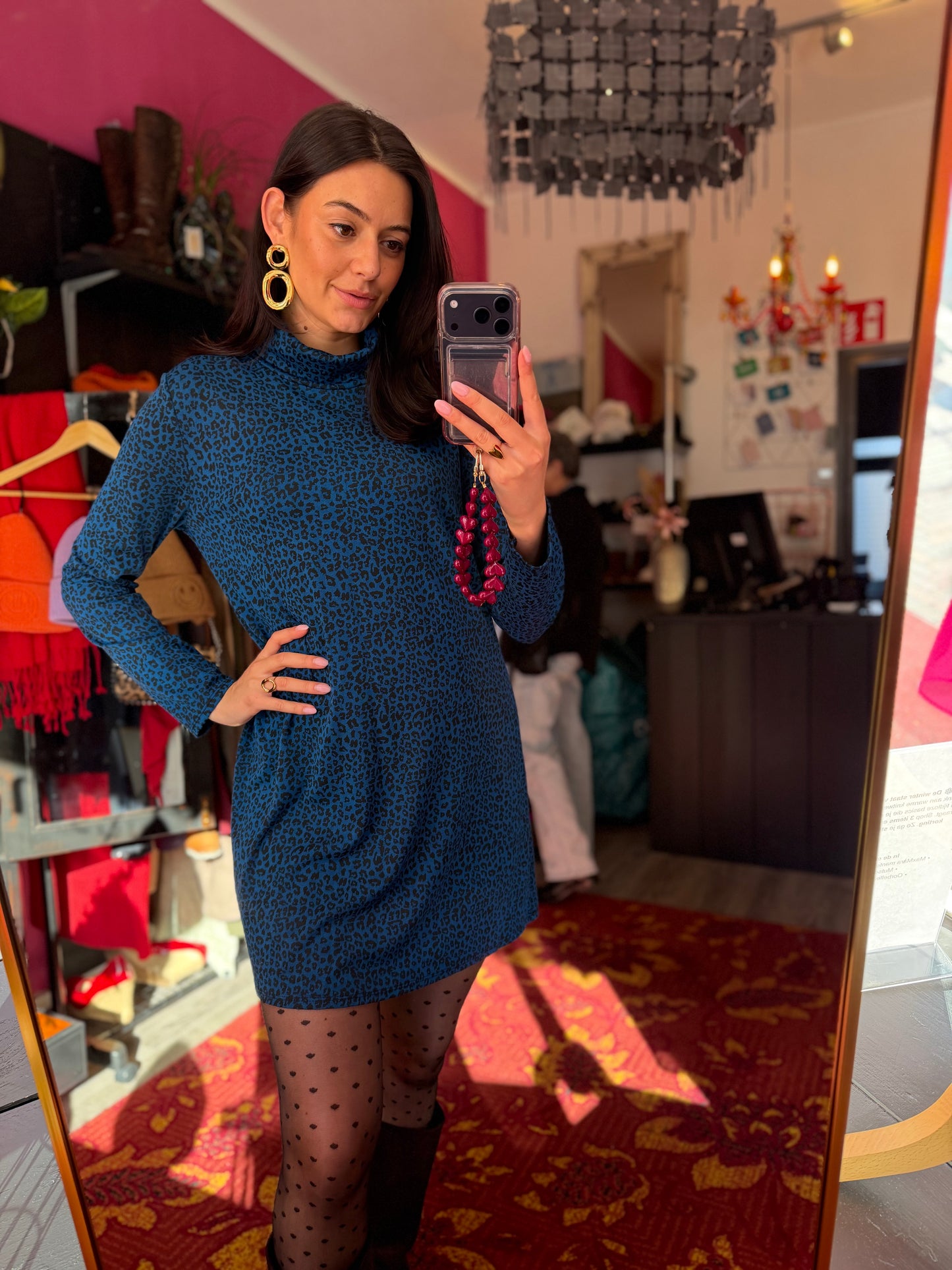 411-171 Blauwe basic jurk maat M