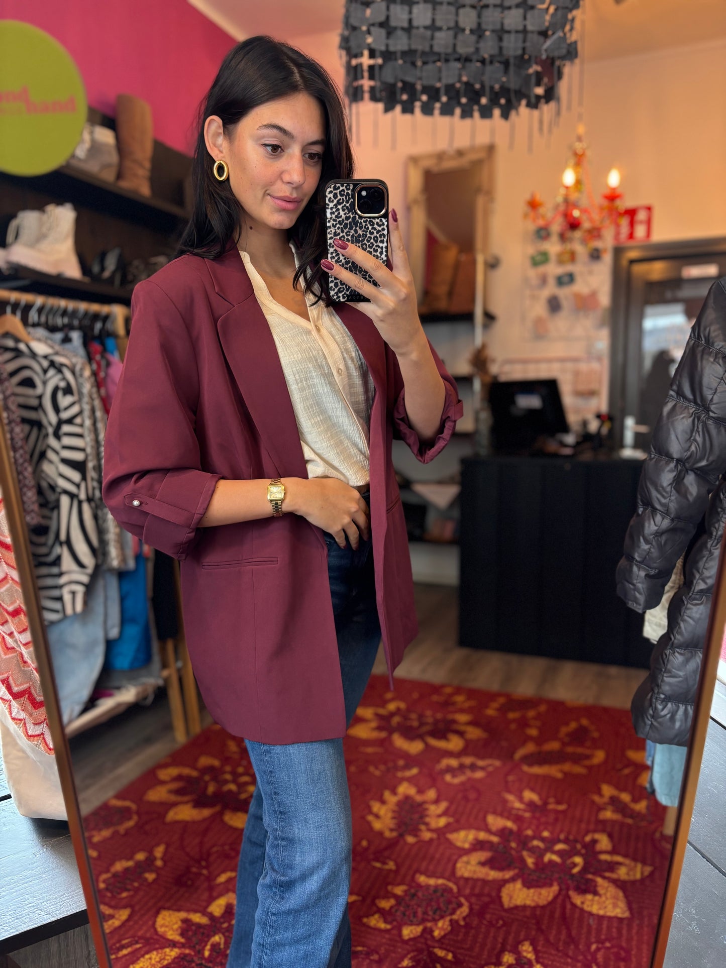 260-138 Only burgundy blazer maat XL