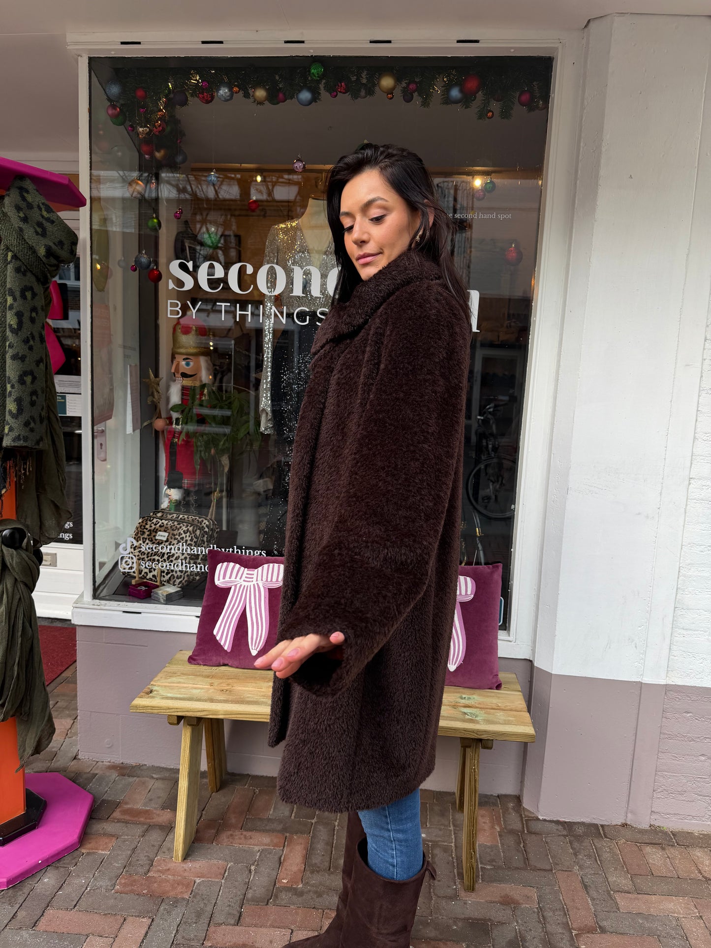 254-82 Max Mara Studio Alpaca Wool Blend Coat maat 42