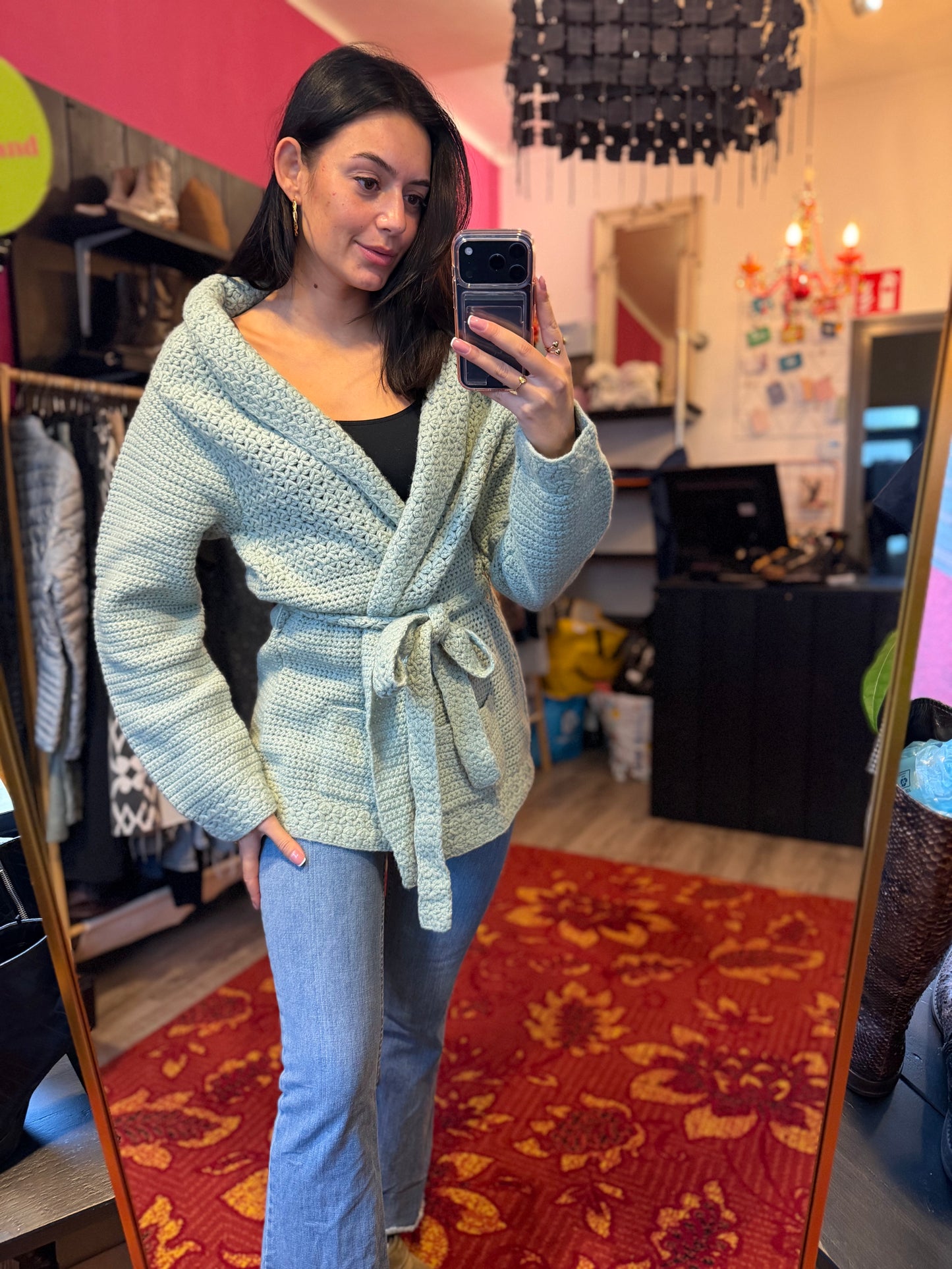 494-3 Overslagvest mint lamswol maat L/XL