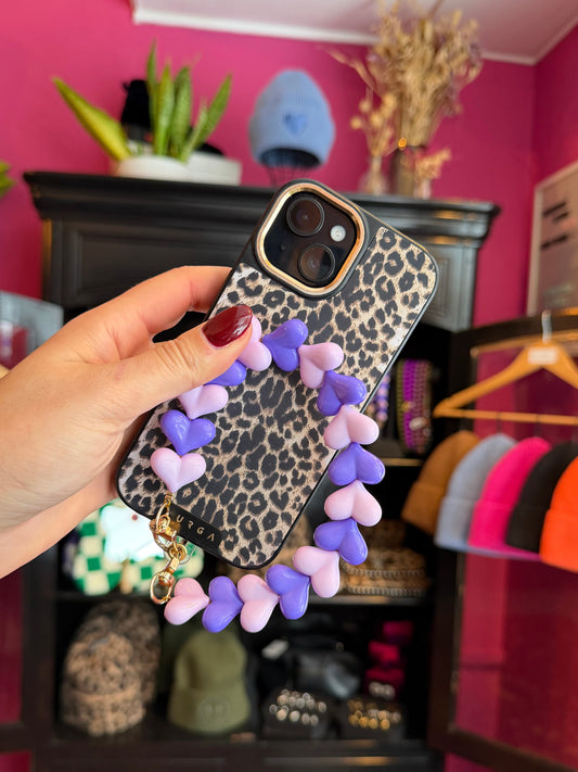 telefoonkoord lila hartjes