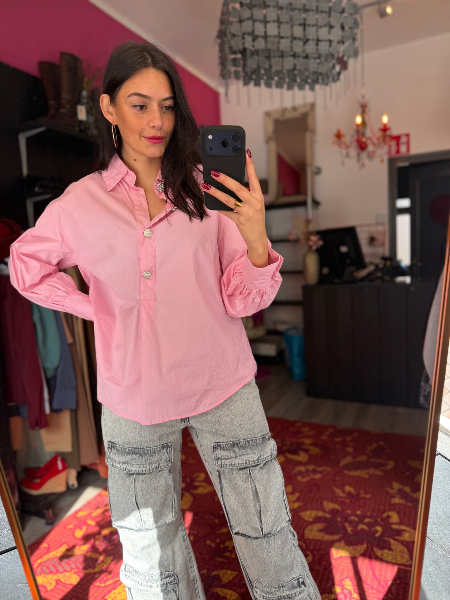 506-11 Roze blouse maat M/L