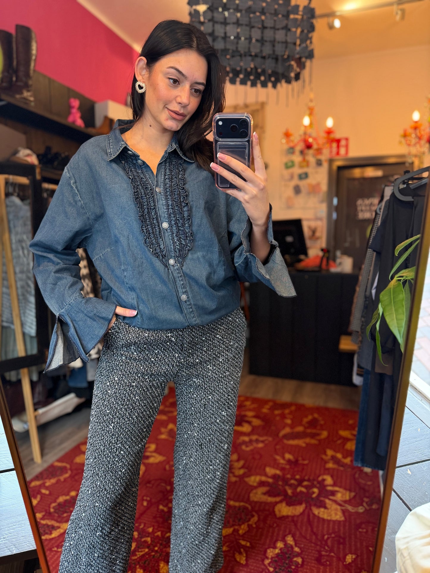 494-8 Spijkerblouse oversized maat L