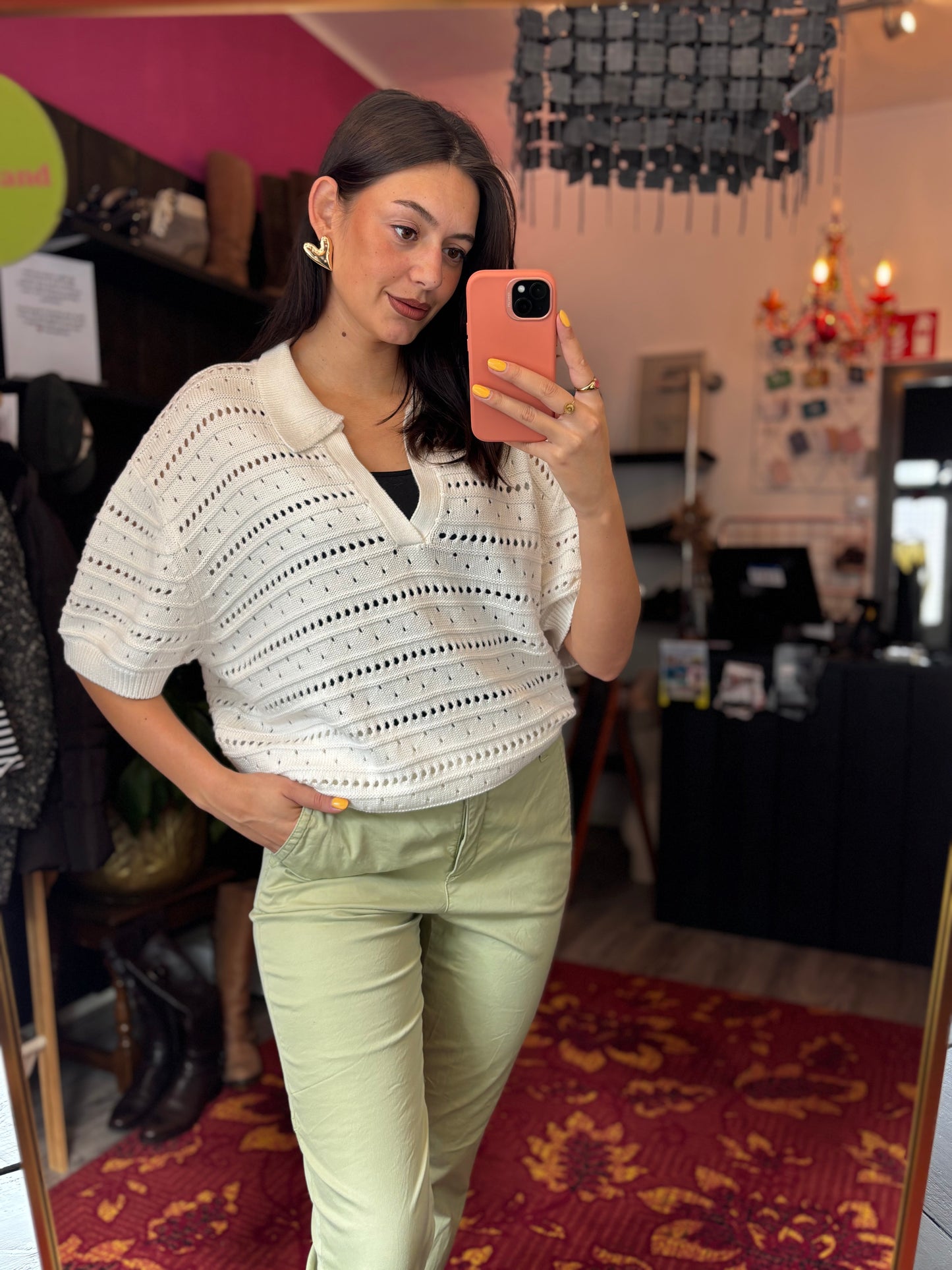 452-77 Kaffe trui gehaakt maat XXL