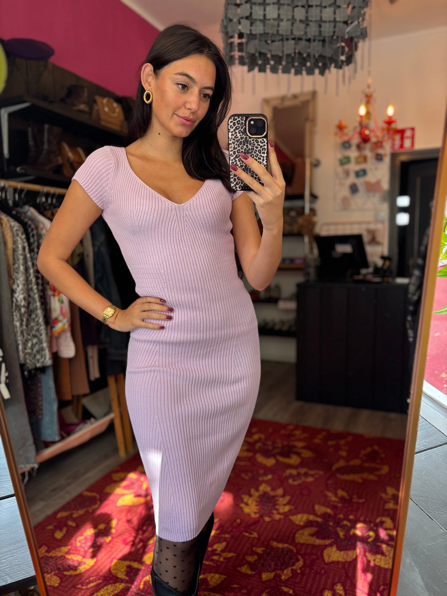 475-1 Guess lila jurk maat S