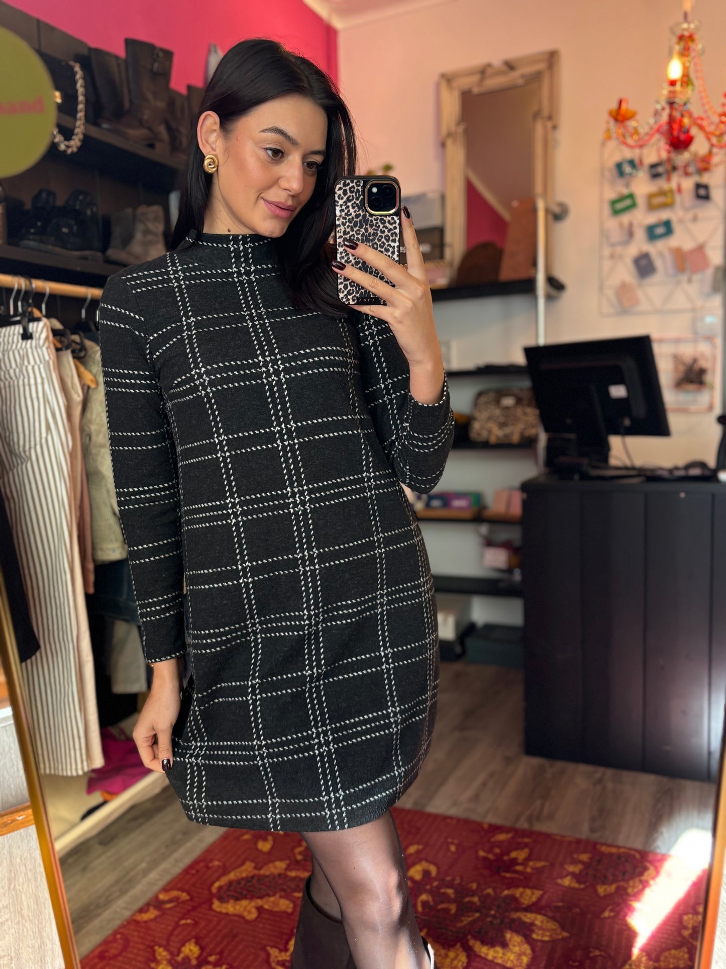 478-23 Esprit jurk geruit maat S