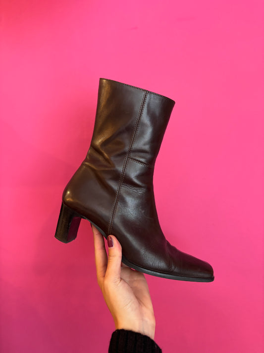 400-135 Leren laarzen donkerbruin maat 39.5