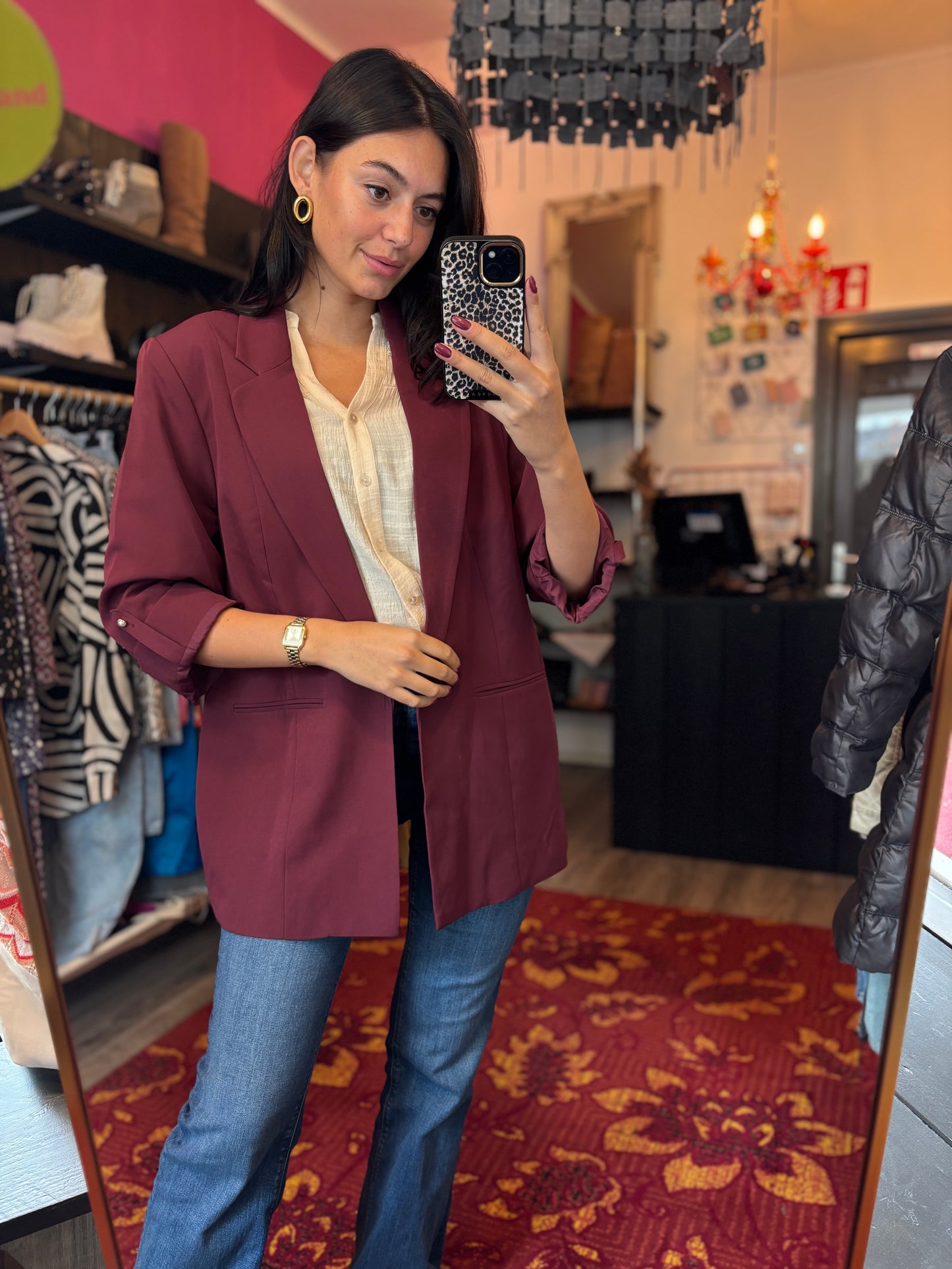 260-138 Only burgundy blazer maat XL