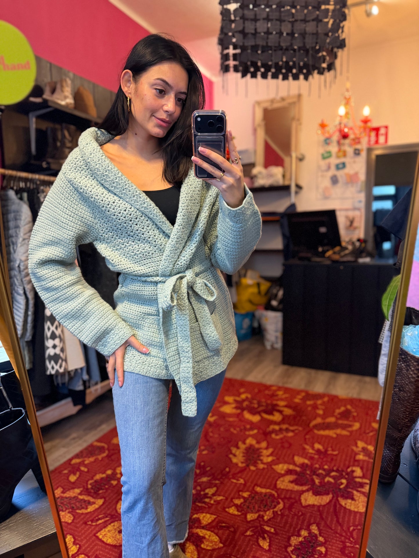 494-3 Overslagvest mint lamswol maat L/XL