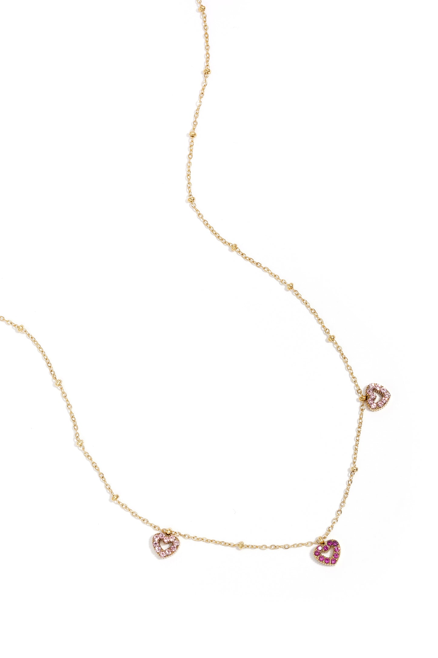 Necklace with pink stones in hearts