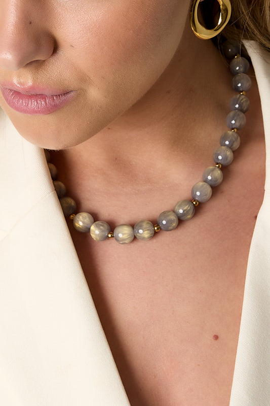 Bead necklaces with gold details - 12 mm